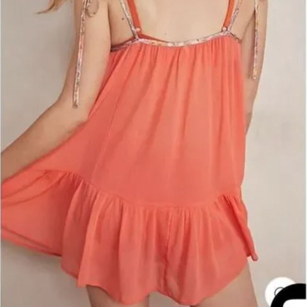 Free People Intimately Bali Sweet Nothing Slip Mini Dress Lingerie Coral Small - Picture 3 of 8